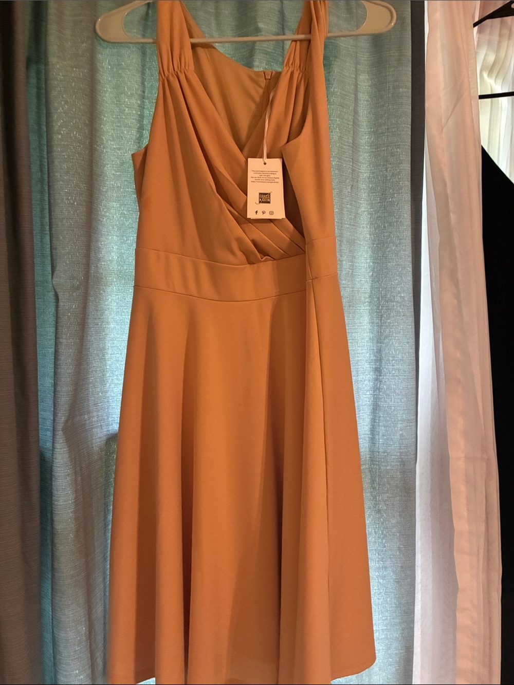 Grace Karin Sleeveless V-Neck Midi Dress in Mustard Yellow